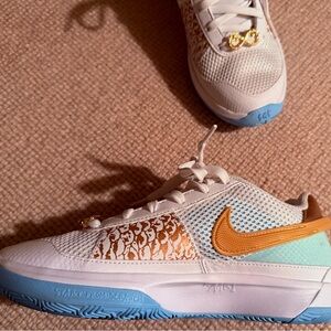 Nike White and Orange Women's Sneakers